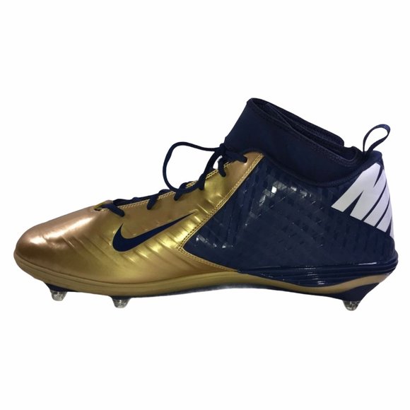 NWOT Nike Superbad Pro Lunarlon Gold Blue Football Player Cleats Men's 18 - Picture 3 of 9